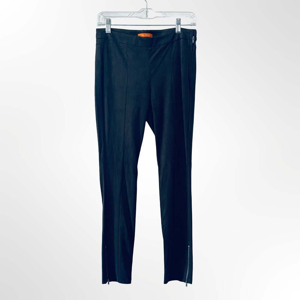 Joe Fresh Black Faux Suede Slim Fit Pants with Side Zipper Hem